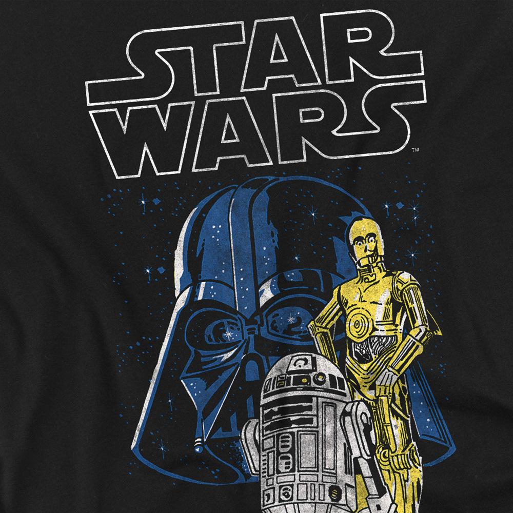 Black - Side - Star Wars Unisex Adult Vader And Droids Ringspun Cotton Long-Sleeved T-Shirt