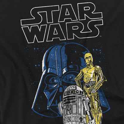 Black - Side - Star Wars Unisex Adult Vader And Droids Ringspun Cotton Long-Sleeved T-Shirt