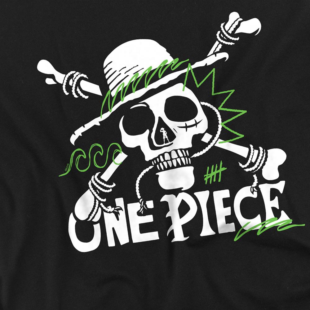 Black - Side - One Piece Unisex Adult Jolly Roger Doodle Ringspun Cotton Long-Sleeved T-Shirt
