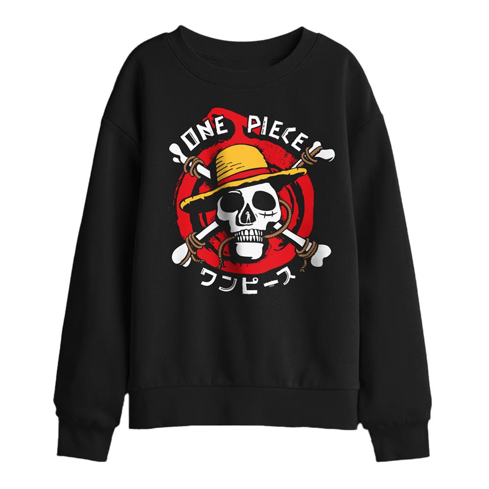 Black - Front - One Piece Childrens-Kids The Devil Skull Sweatshirt