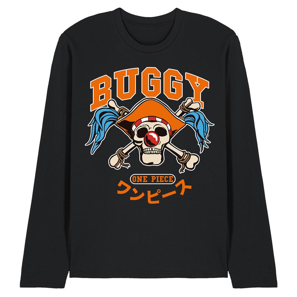 Black - Front - One Piece Unisex Adult Buggy Collegic Ringspun Cotton Long-Sleeved T-Shirt