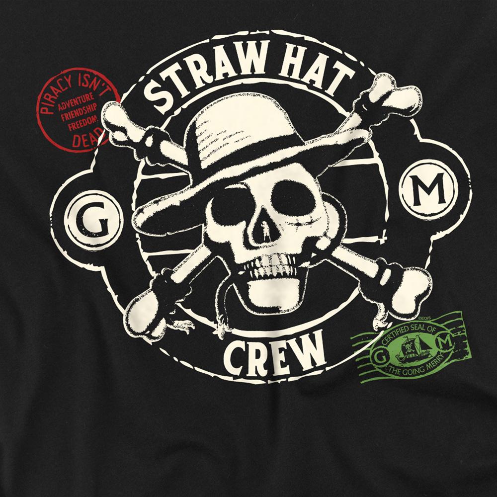 Black - Side - One Piece Unisex Adult Straw Hat Crew Stamp Long-Sleeved T-Shirt