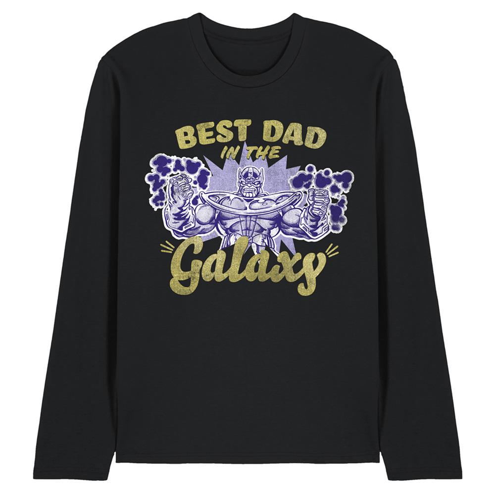 Black - Front - Marvel Mens Best Dad In The Galaxy Thanos Long-Sleeved T-Shirt