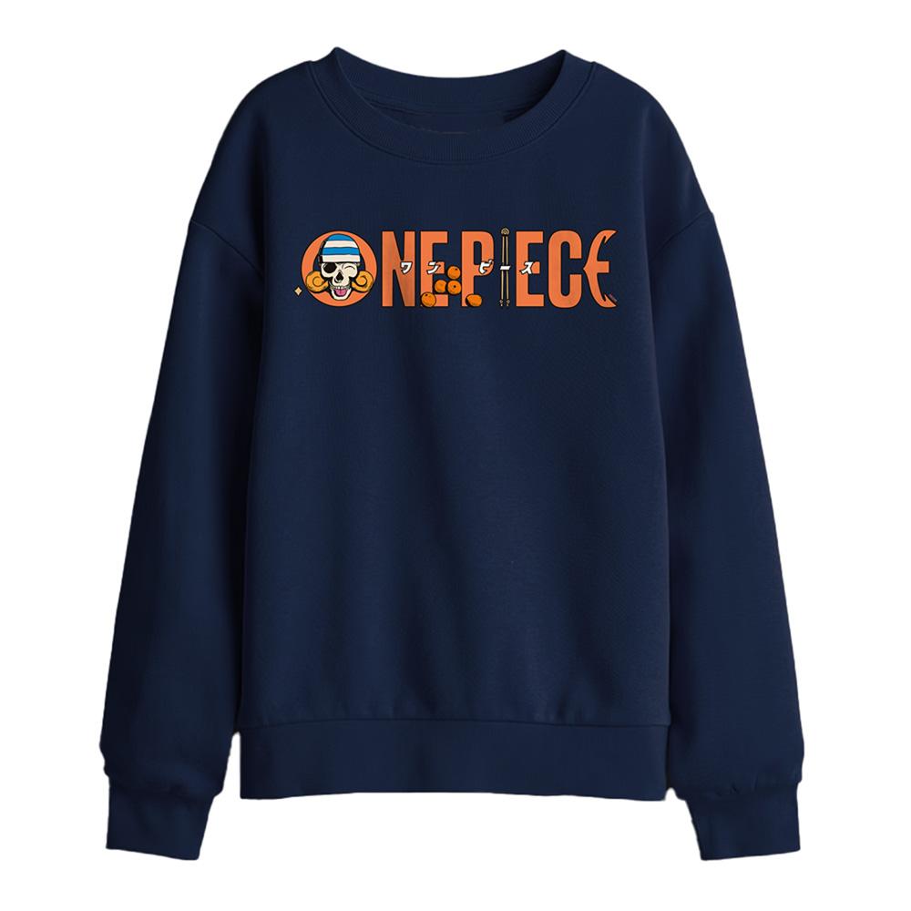 Navy - Front - One Piece Childrens-Kids Nami One Piece Sweatshirt