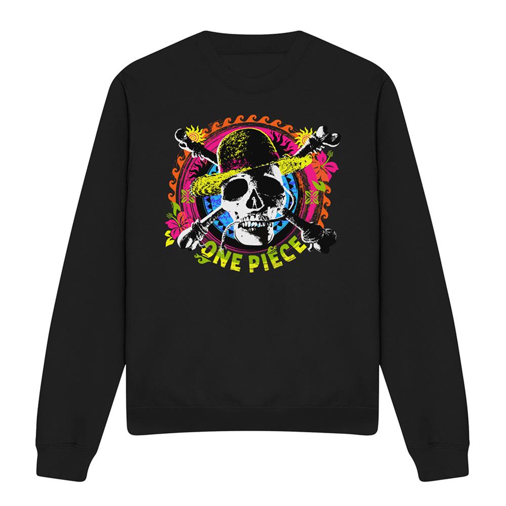 Black - Front - One Piece Unisex Adult Jolly Roger Sweatshirt