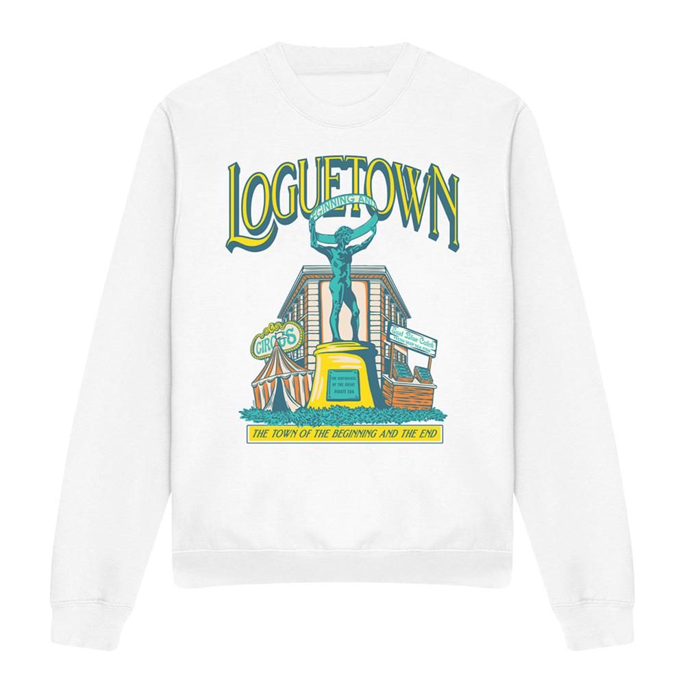 White - Front - One Piece Unisex Adult Loguetown Market Long-Sleeved Sweatshirt