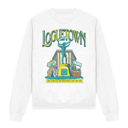 White - Front - One Piece Unisex Adult Loguetown Market Long-Sleeved Sweatshirt