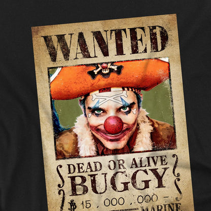Black - Side - One Piece Childrens-Kids Buggy the Clown Wanted Poster T-Shirt
