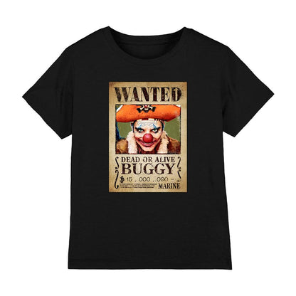 Black - Front - One Piece Childrens-Kids Buggy the Clown Wanted Poster T-Shirt