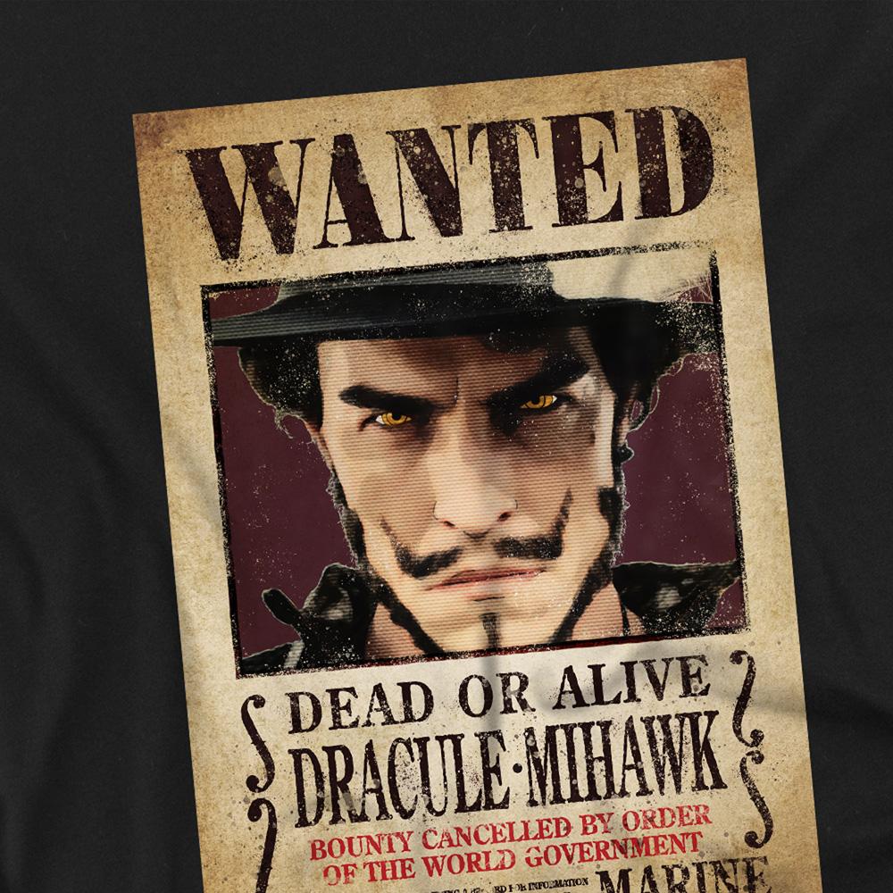 Black - Side - One Piece Childrens-Kids Wanted Dracule Mihawk Ringspun Cotton T-Shirt