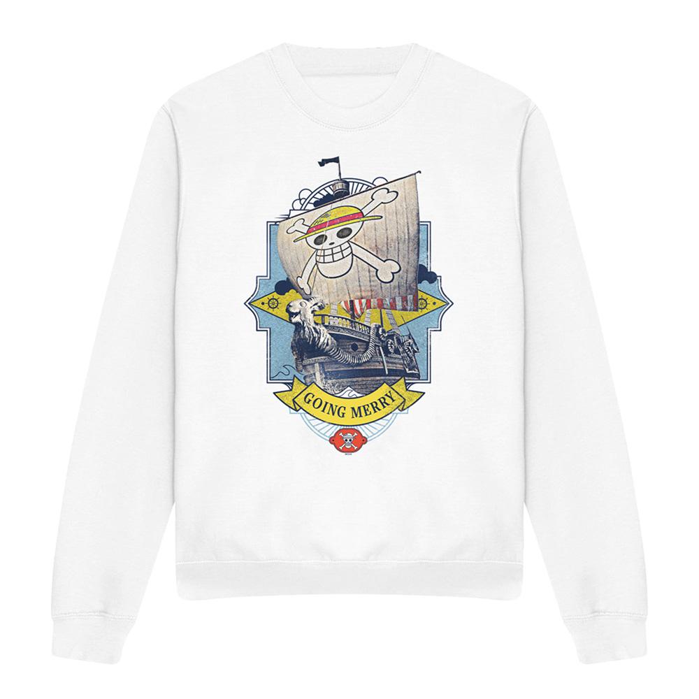 White - Front - One Piece Unisex Adult Going Merry Sweatshirt