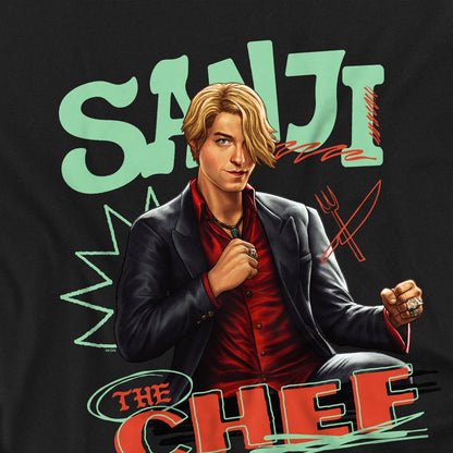Black - Side - One Piece Childrens-Kids The Chef Sanji Ringspun Cotton T-Shirt