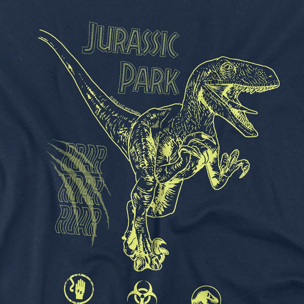 Navy - Side - Jurassic Park Childrens-Kids Roar Ringspun Cotton T-Shirt