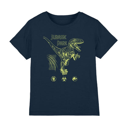 Navy - Front - Jurassic Park Childrens-Kids Roar Ringspun Cotton T-Shirt