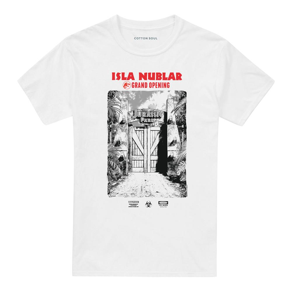 White - Front - Jurassic Park Unisex Adult Grand Opening Jurassic Park T-Shirt