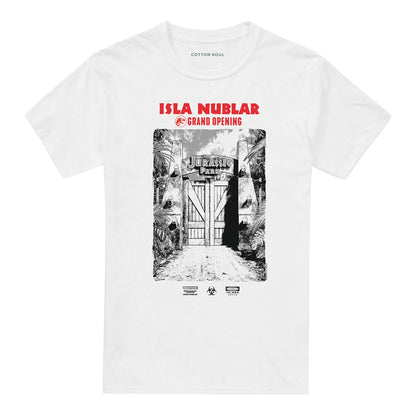 White - Front - Jurassic Park Unisex Adult Grand Opening Jurassic Park T-Shirt