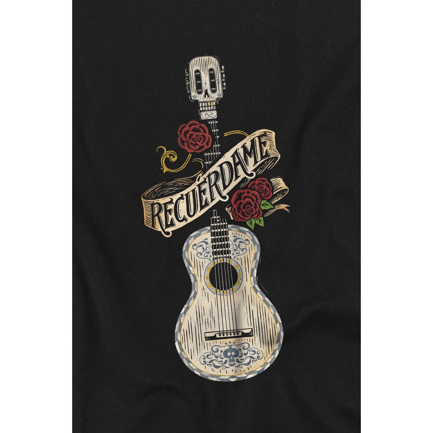Black - Back - Coco Childrens-Kids Recuerdame Famous Guitar Ernesto T-Shirt