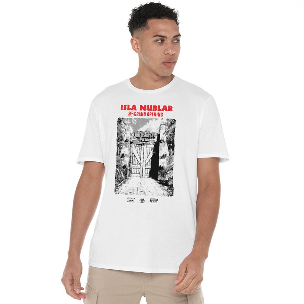 White - Lifestyle - Jurassic Park Unisex Adult Grand Opening Ringspun Cotton T-Shirt