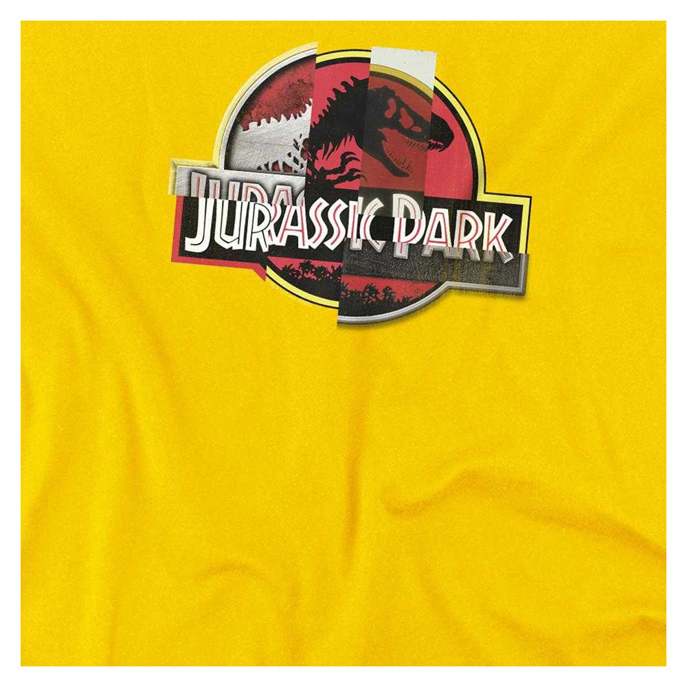 Yellow - Side - Jurassic Park Childrens-Kids Collage Ringspun Cotton T-Shirt
