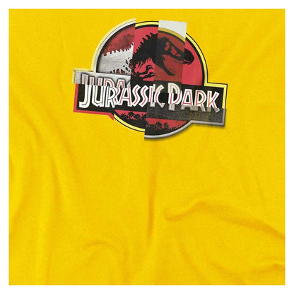 Yellow - Side - Jurassic Park Childrens-Kids Collage Ringspun Cotton T-Shirt