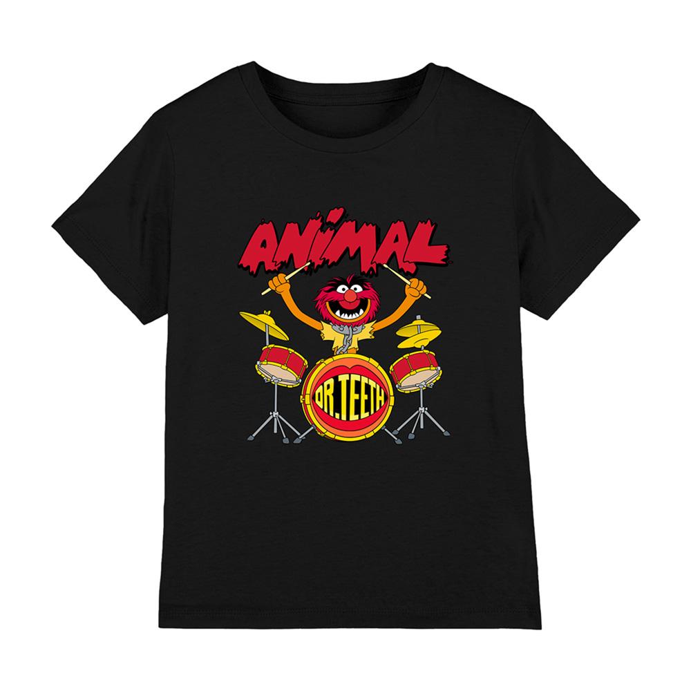 Black - Front - The Muppets Childrens-Kids Animal Drum T-Shirt