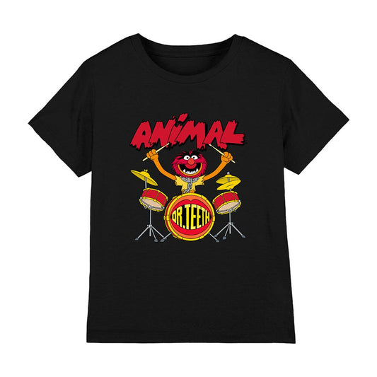 Black - Front - The Muppets Childrens-Kids Animal Drum T-Shirt