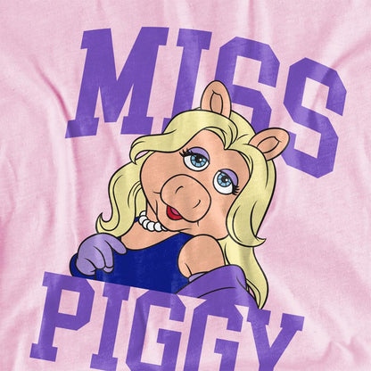 Pink - Side - The Muppets Childrens-Kids Miss Piggy Collegic Ringspun Cotton T-Shirt