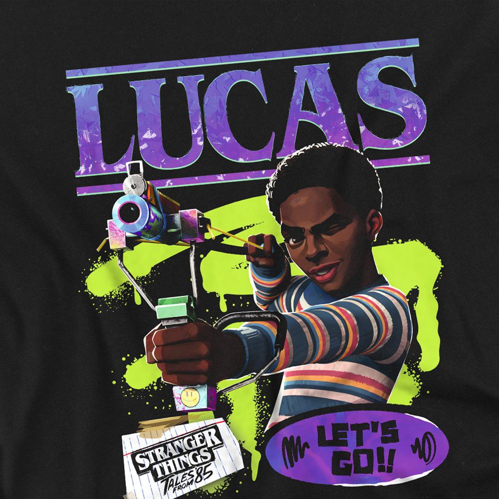 Black - Side - Stranger Things: Tales from ´85 Childrens-Kids Lucas Ringspun Cotton T-Shirt