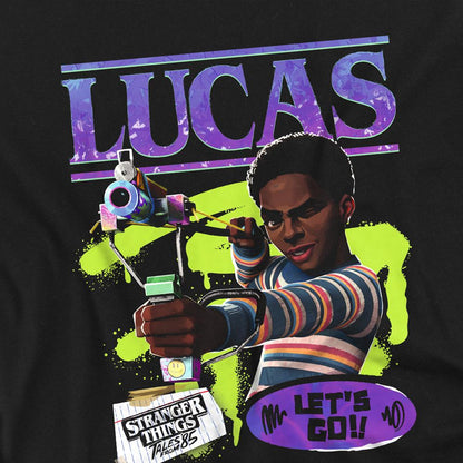 Black - Side - Stranger Things: Tales from ´85 Childrens-Kids Lucas Ringspun Cotton T-Shirt
