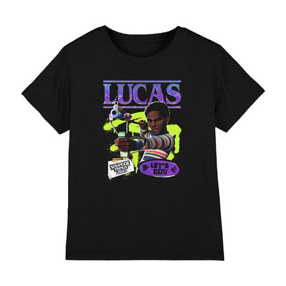 Black - Front - Stranger Things: Tales from ´85 Childrens-Kids Lucas Ringspun Cotton T-Shirt