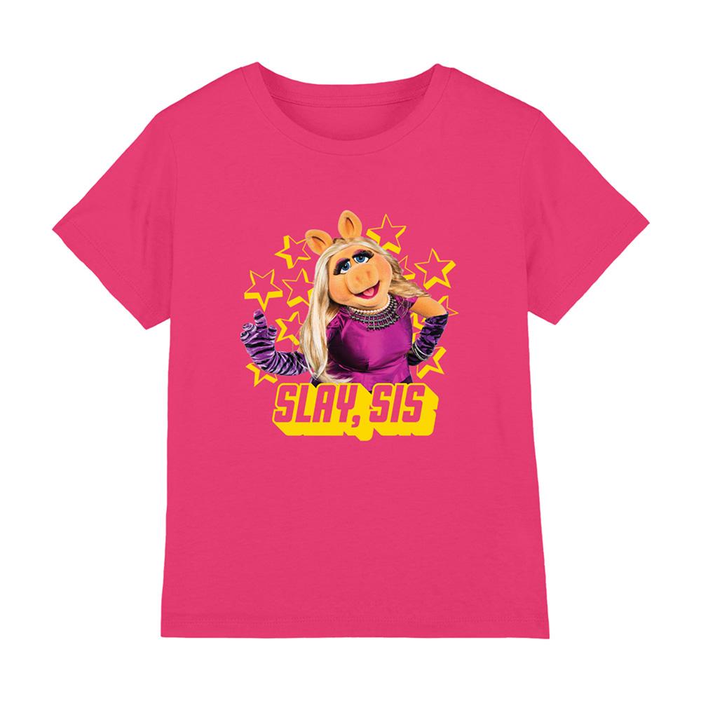 Hot Pink - Front - The Muppets Childrens-Kids Slay Sis Miss Piggy Ringspun Cotton T-Shirt