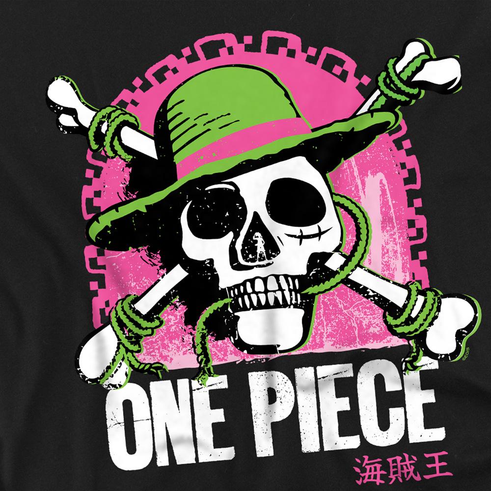 Black - Side - One Piece Womens-Ladies Bright Jolly Roger Fitted T-Shirt