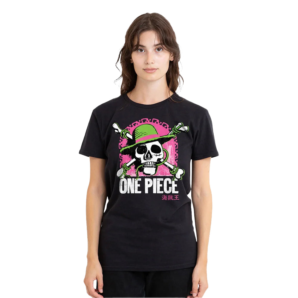 Black - Lifestyle - One Piece Womens-Ladies Bright Jolly Roger Fitted T-Shirt