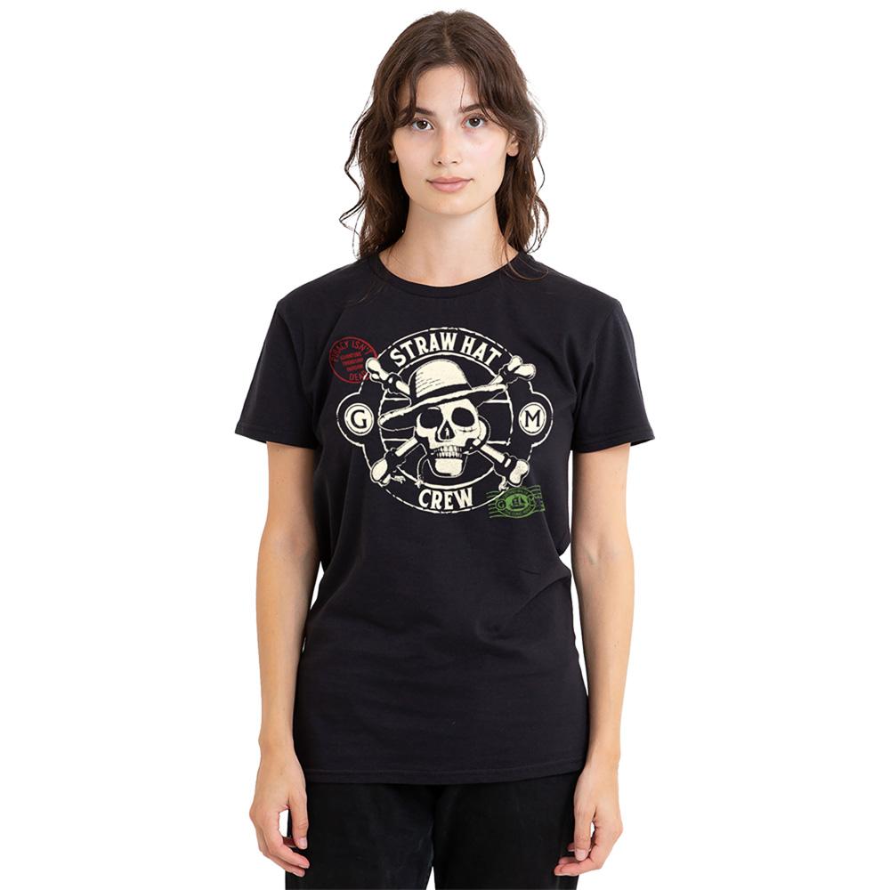 Black - Lifestyle - One Piece Womens-Ladies Straw Hat Crew Stamp T-Shirt