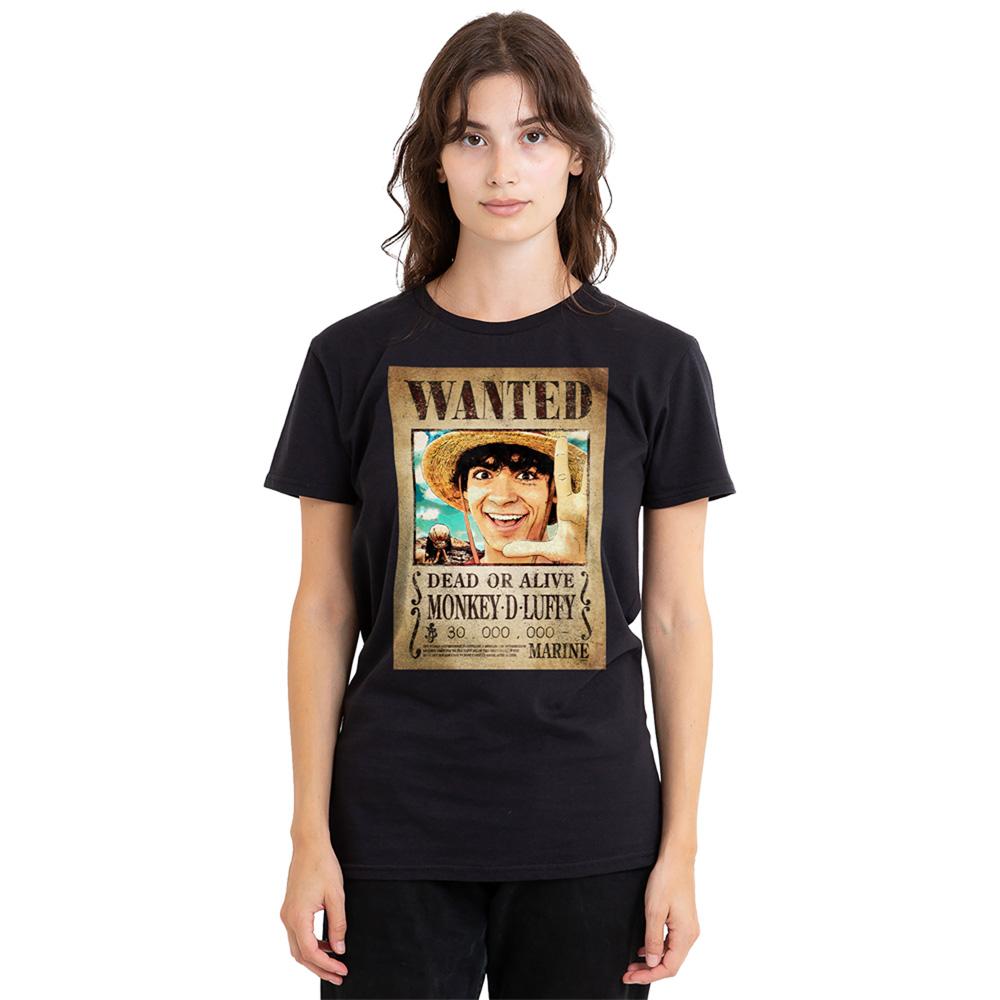 Black - Lifestyle - One Piece Womens-Ladies Monkey D. Luffy Wanted Poster T-Shirt