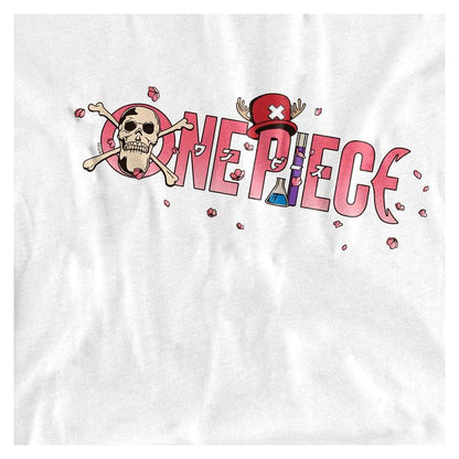White - Side - One Piece Womens-Ladies Chopper Sakura Cherry Blossom Logo Fitted T-Shirt