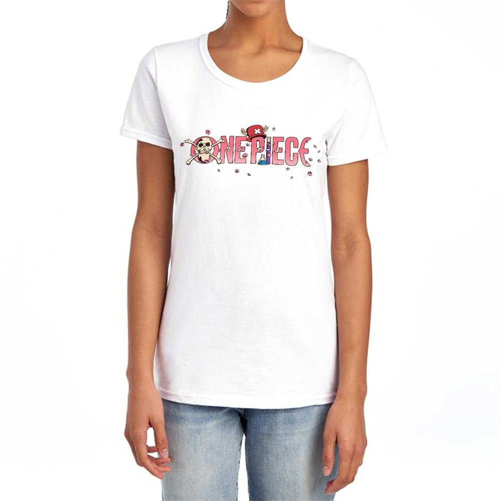 White - Lifestyle - One Piece Womens-Ladies Chopper Sakura Cherry Blossom Logo Fitted T-Shirt