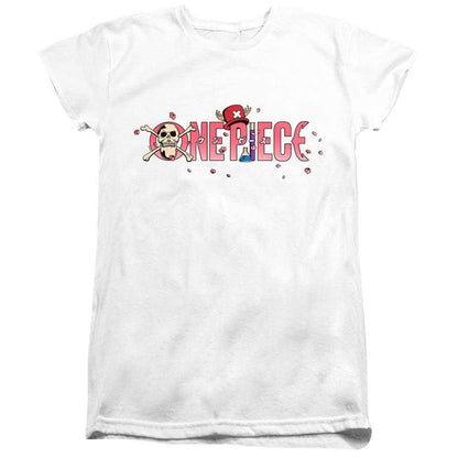 White - Front - One Piece Womens-Ladies Chopper Sakura Cherry Blossom Logo Fitted T-Shirt