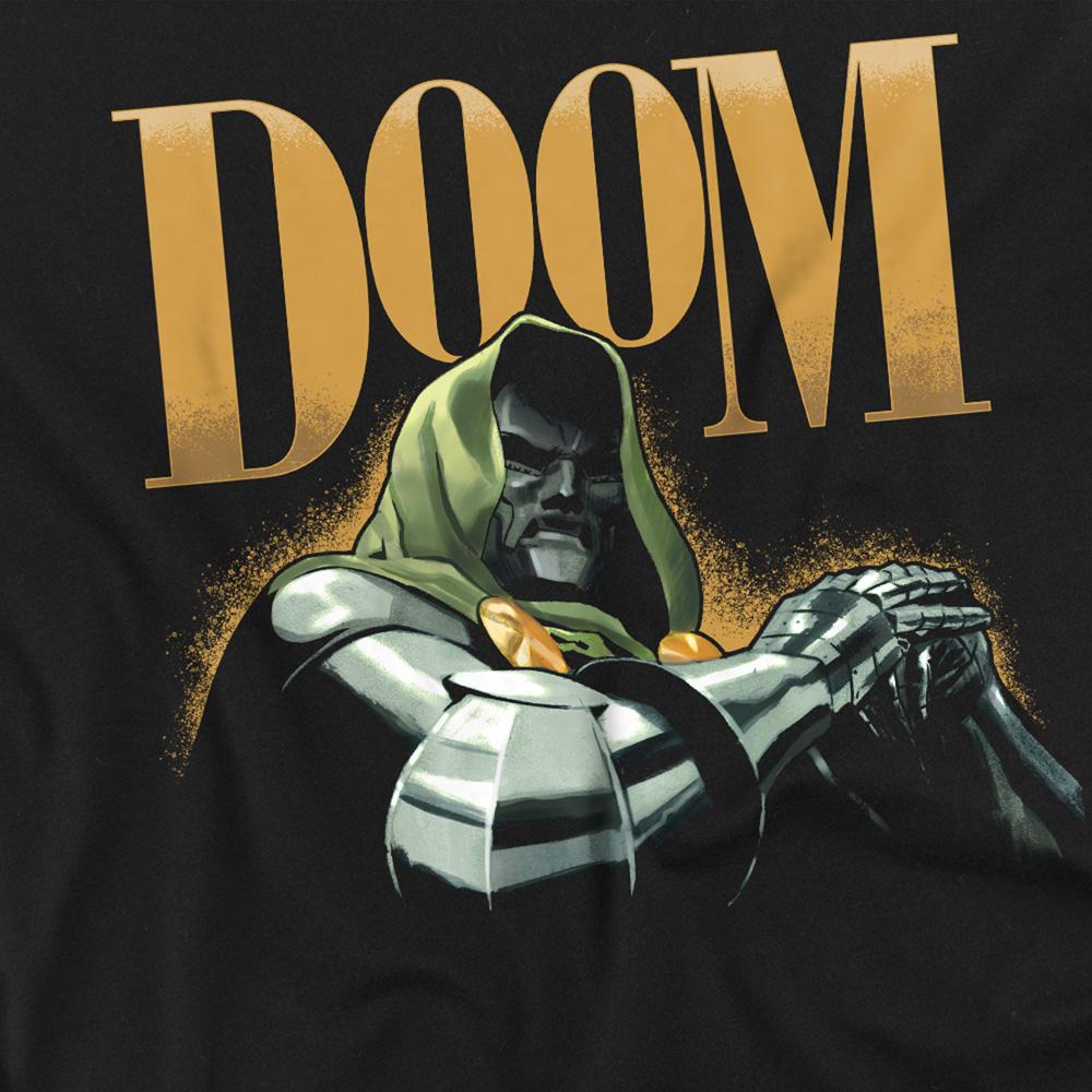 Black - Side - Doctor Doom Womens-Ladies Iconic Villain Ringspun Cotton Fitted T-Shirt