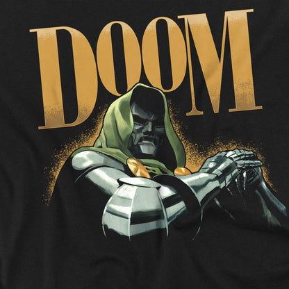 Black - Side - Doctor Doom Womens-Ladies Iconic Villain Ringspun Cotton Fitted T-Shirt