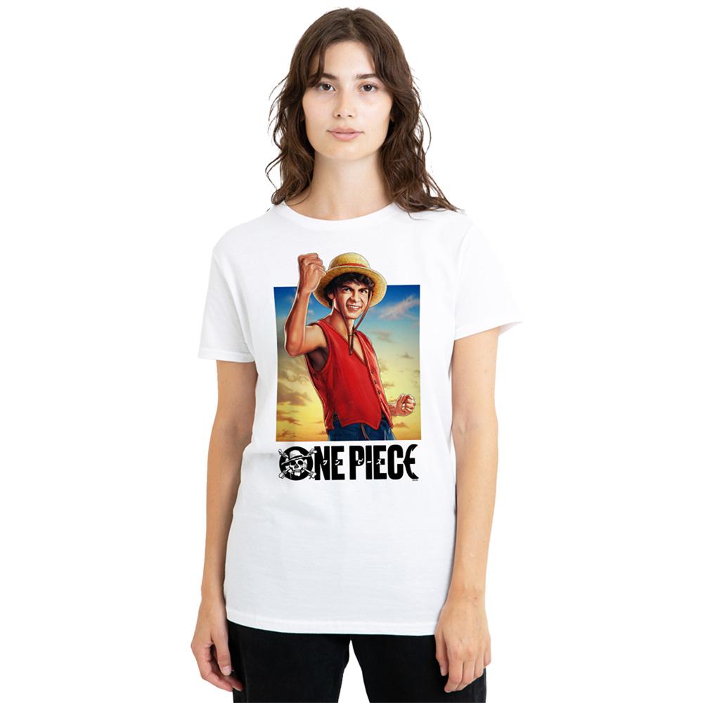 White - Lifestyle - One Piece Womens-Ladies Straw Hat Monkey D. Luffy Poster T-Shirt