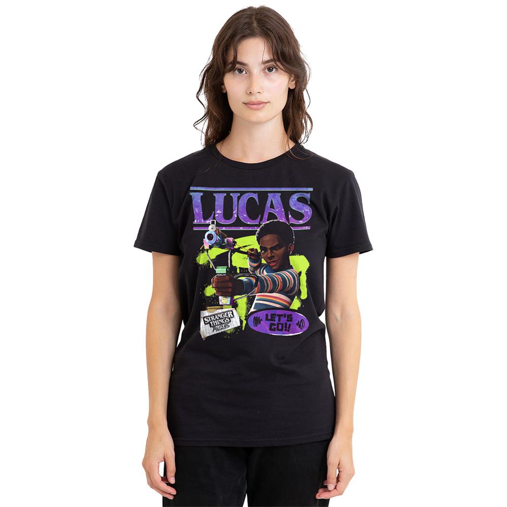 Black - Lifestyle - Stranger Things: Tales from ´85 Womens-Ladies Lucas Ringspun Cotton T-Shirt