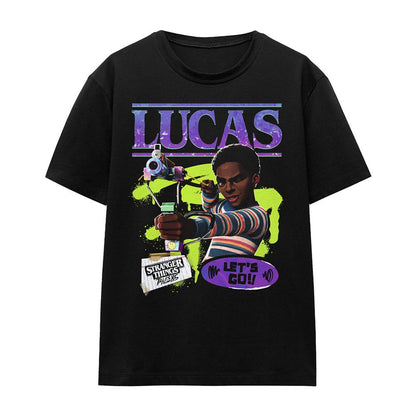 Black - Front - Stranger Things: Tales from ´85 Womens-Ladies Lucas Ringspun Cotton T-Shirt