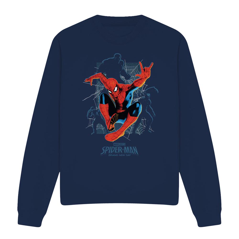 Navy - Front - Spider-Man: Brand New Day Unisex Adult Hero And Villains Long-Sleeved Sweatshirt