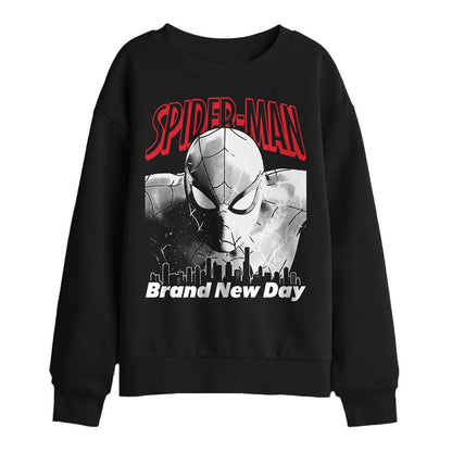 Black - Front - Spider-Man: Brand New Day Childrens-Kids City Sweatshirt