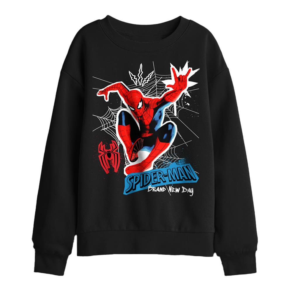 Black - Front - Spider-Man: Brand New Day Childrens-Kids Scrapbook Sweatshirt