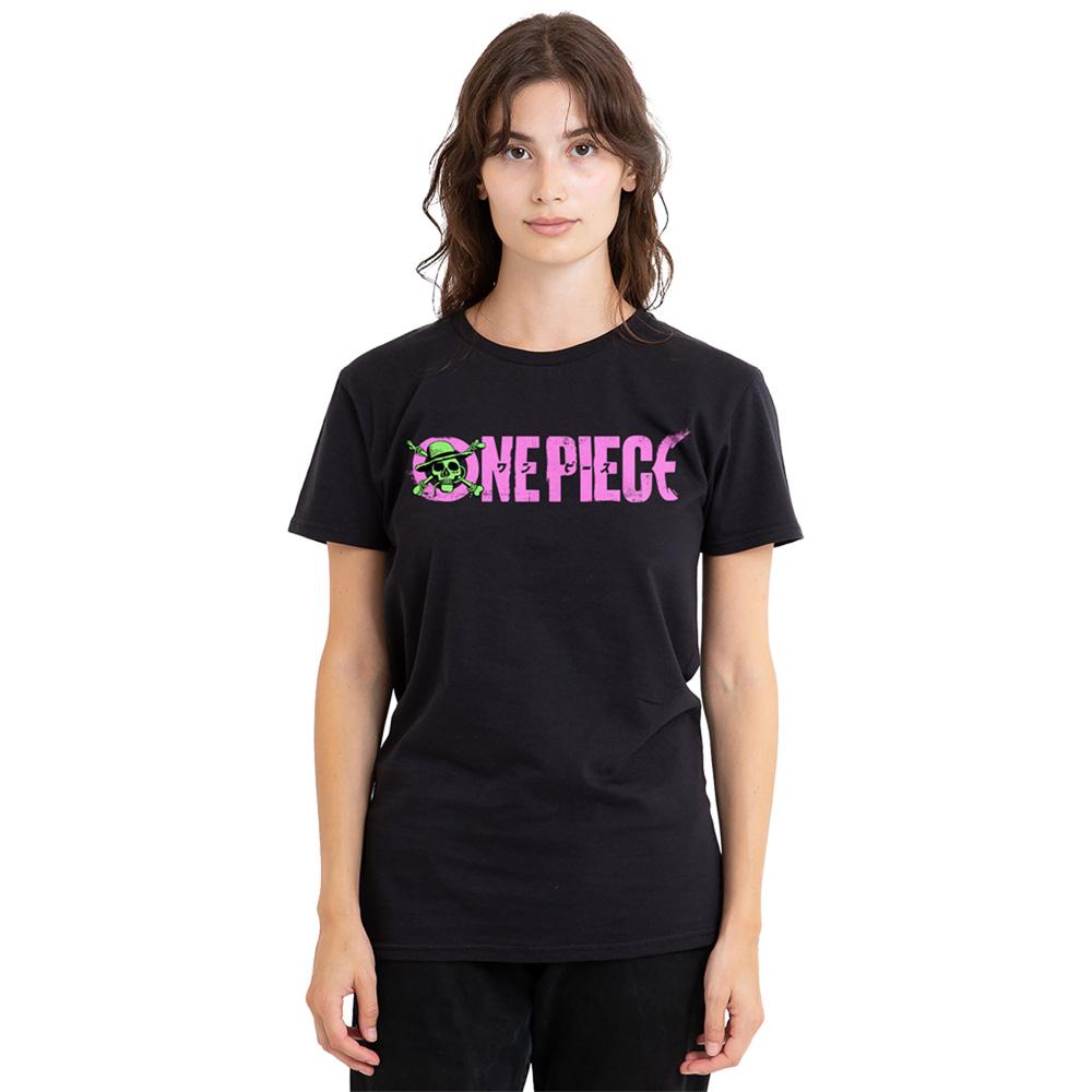 Black - Lifestyle - One Piece Womens-Ladies Monkey D. Luffy Jolly Roger Logo T-Shirt