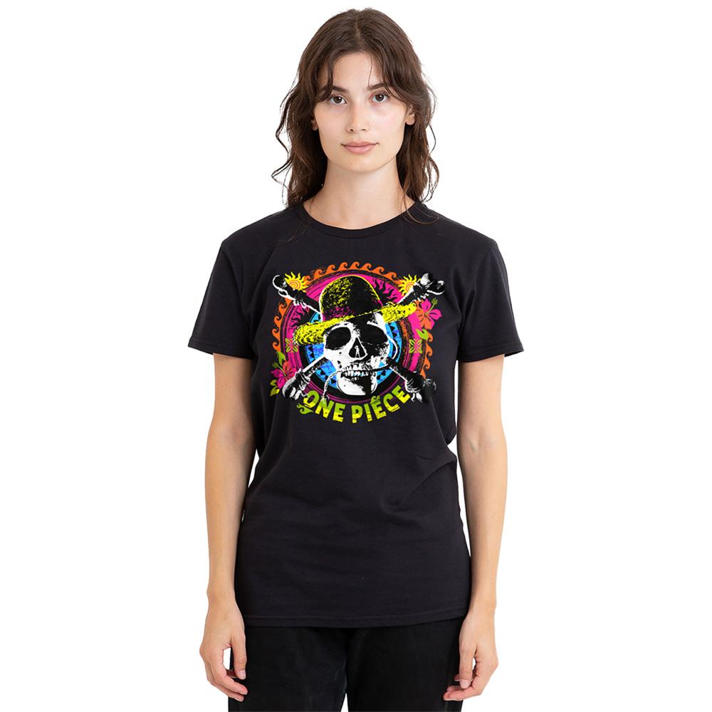 Black - Lifestyle - One Piece Womens-Ladies Tropical Jolly Roger Logo T-Shirt