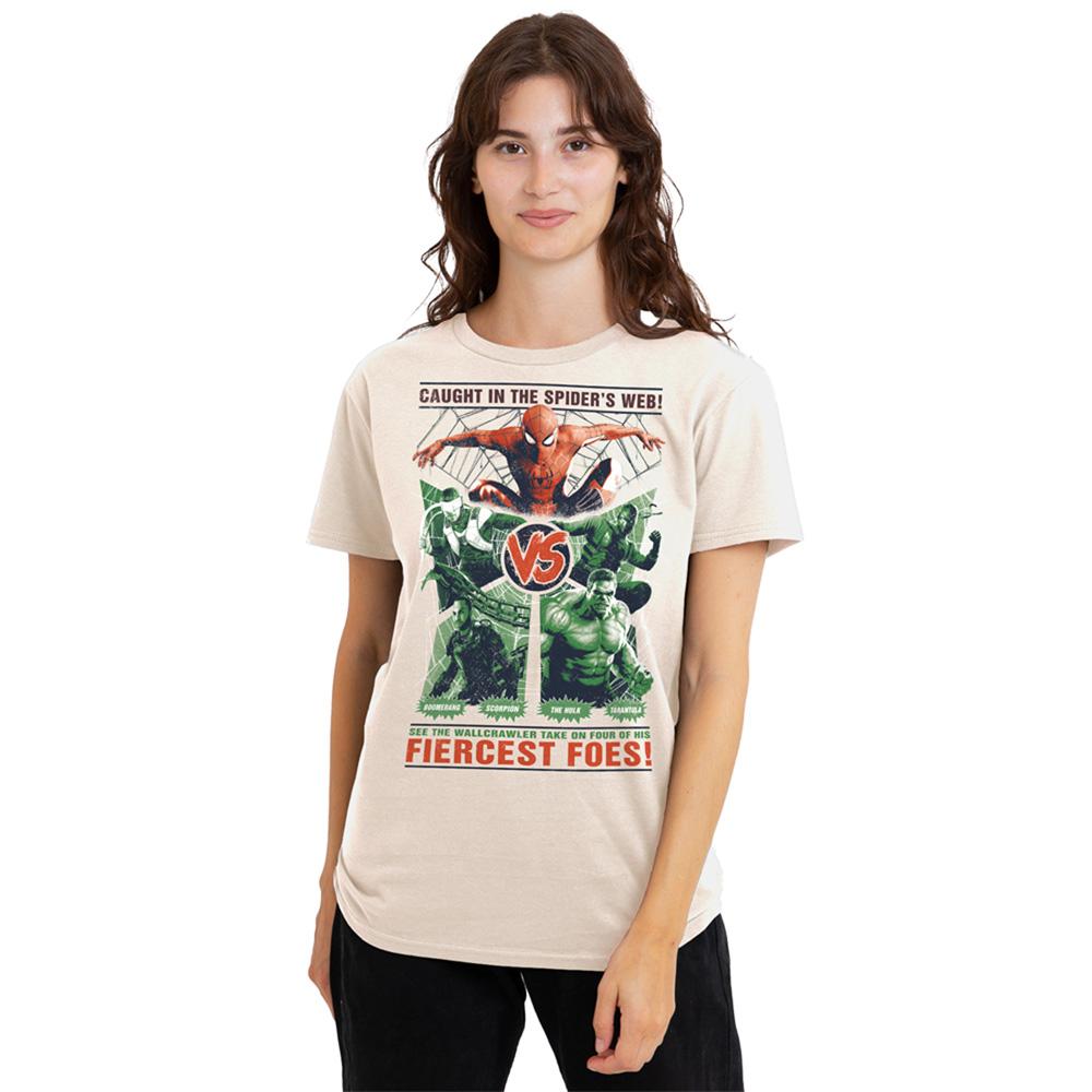 Natural - Lifestyle - Spider-Man: Brand New Day Womens-Ladies Fiercest Foes Rumble Ringspun Cotton T-Shirt