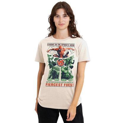 Natural - Lifestyle - Spider-Man: Brand New Day Womens-Ladies Fiercest Foes Rumble Ringspun Cotton T-Shirt